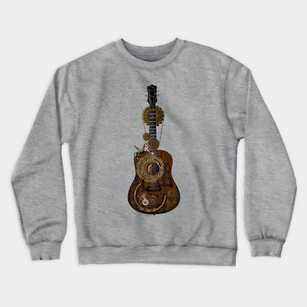 Wonderful steampunk guitar with clocks and steampunk horse Crewneck Sweatshirt by Nicky2342